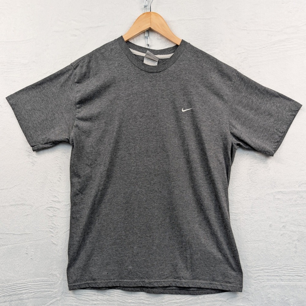 VTG Nike T-Shirt Mens XL Gray Embroidered Swoosh Sporty Heathered Activewear Y2K